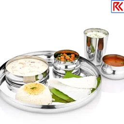 rk Stainless Steel Riva 7-Piece Stainless Steel Belly Buffet Set | Complete Dinnerware for 1 Person Dinner Set image 2