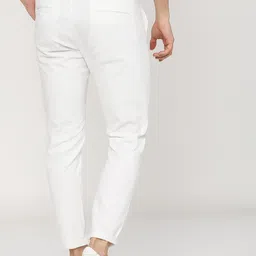 highlander Men Slim Fit White Cotton Blend Trousers image 2