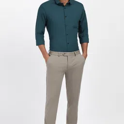 peter england Men Slim Fit Grey Viscose Rayon Trousers image 2