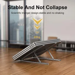 RLEST Premium Aluminum Laptop Stand - Foldable & Portable for All Notebooks , Adjustable Height & Anti-Slip Design for MacBook, Dell, HP, Lenovo & More Laptop Stand image 5