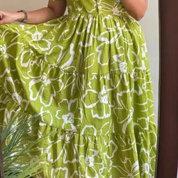 style ganga Women Fit and Flare Green Midi/Calf Length Dress image 4