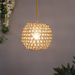 "Hanging golden crystal pendant light, Classic Floral Adjustable Pendant Light Fixture for Kitchen Dinning Room Bedroom, Melon " Pendants Ceiling Lamp-image-15