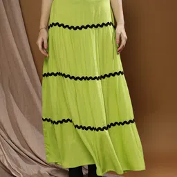 athena Women Solid Flared Green Skirt image 1
