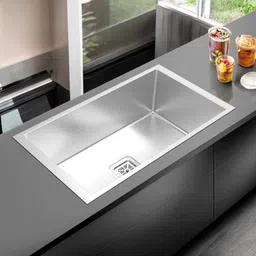 32x20x10 Kitchen Sink 32 Inches Single Bowl SS304 Stainless Steel Sink Basin IEZEE32X20 | MATT FINISH | SINGLE BOWL | HANDMADE SINK | NANO COATING | Vessel Sink-image-1