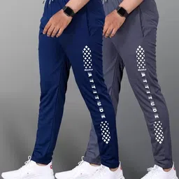 msrealson Pack of 2 Men Printed Dark Blue, Grey Track Pants-picture-21