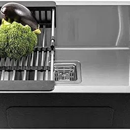 goonj 304 Grade Stainless Steel Single Bowl Handmade Luxury Wash basin/Kitchen Sink 24x18x10 Handmade Sink with Fruit Basket, Coupling, Pipe Vessel Sink image 2