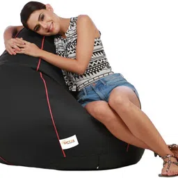 sattva XXL Black with Pink Piping Teardrop Bean Bag With Bean Filling-picture-15