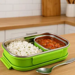 Stainless Steel 2-Compartment Lunch Box for Office, School and Travel 2 Containers Lunch Box-image-21