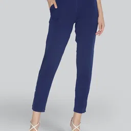 lyra Women Regular Fit Blue Cotton Blend Trousers-picture-15