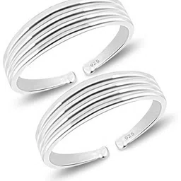 92.5 Sterling Silver Triple Line Plain Toe-rings (Bichhiya) for Women Sterling Silver Silver Plated Toe Ring-image-0