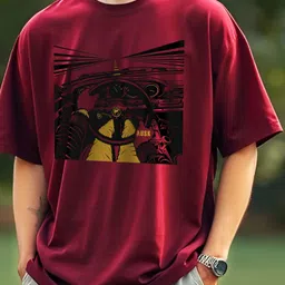 ausk Men Printed Crew Neck Cotton Blend Maroon T-Shirt-picture-25