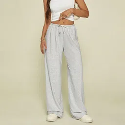 dockstreet Women Striped Grey Track Pants image 1
