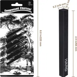 qatalitic Compressed Charcoal 6 pc. Graphite Stick, Black Soft / Medium / Hard for Shading, Sketching, Drawing Stick image 2