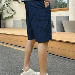 pitzz Solid Men Dark Blue Cargo Shorts image 3