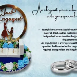 unique palette Blue Engagement Tray | Wedding Decor | 2 Ring Boxes | Just Engaged Design Wood Decorative Platter image 4