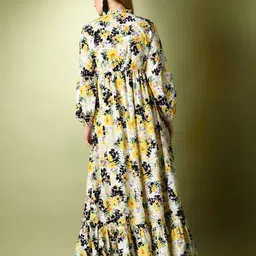 zwerlon Floral Print Polyester Stitched Flared/A-line Gown image 2