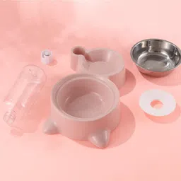 godworks 2 In1 Pet Feeder Food and Water Dispenser Plastic Pet Bowl & Bottle image 5