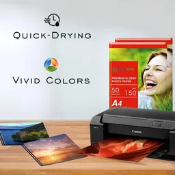 growlam Premium Glossy Unruled A4 Size Photo Paper – Water Proof, Instant Drying, 50 Sheets 150 gsm Photo Paper image 4