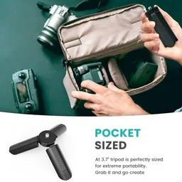 Zeitel Mini Tabletop Tripod Hand Grip with Folding Feet Compatible with DSLR Camera Tripod image 4