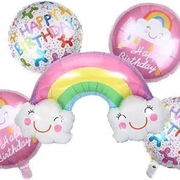 party breeze Solid rainbow theme combo with balloons banner curtain for birthday decoration Balloon image 3