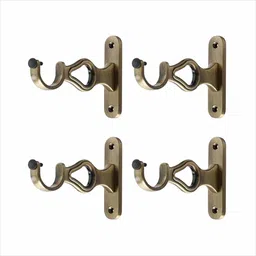 gloxy Gold Rod Rail Bracket, Curtain Knobs, Curtain Hooks, Curtain Rods Metal image 1