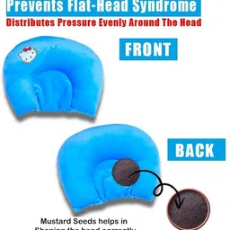 decronics Cotton Baby Pillow Pack of 1 Floral Cartoon Kids Pillow | Sleeping Cushion for Girls | Cute Animal Print( Blue) image 2