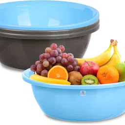 heart home Plastic Multipurpose Storage Basket for office & Home|12 LTR|Pack of 4|Sky Blue & Gray Storage Basket-picture-39