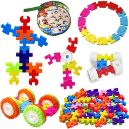 Building Blocks for Kids – 90 Pcs Building Brick Blocks with 4 Wheels for Kids,-image-0