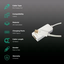 ultra prolink ultraprolink Mini DisplayPort to HDMI Type A Cable (24k Gold-plated, White) image 2