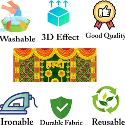 sanskriti Decorative Haldi Fabric Backdrop 5x8 FT, Multi Color, Haldi Ceremony, Wedding image 3