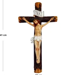 newven 16 inch christian Cross christian statues home decor items wall hangings statues of gods figurines decoration house warming gifts Decorative Showpiece - 41 cm image 2