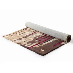 joyrugs by littlelooms Buy Beige Art Silk Abstract 5 x 7 Feet Hand Tufted Carpet image 4