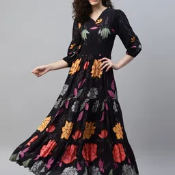 gargi impex Floral Print Crepe Stitched Straight Gown-picture-30