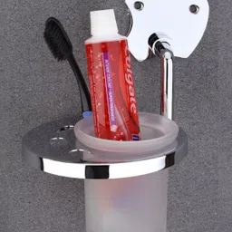 gloxy Toothbrush Holder with Tumbler | Wall Mount Bathroom Organizer 5 inch 1 Bar Towel Rod-picture-24