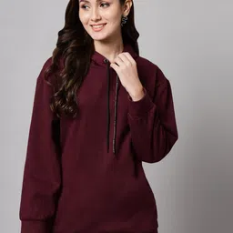 funday fashion Women Full Sleeve Solid Hooded Sweatshirt-picture-26