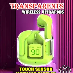 crecro Ultrapod Bluetooth Earbuds Headset Crystal Transparent Design,LED Display BU69 Smart Headphones-picture-28