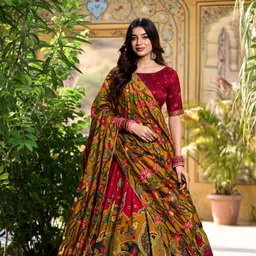 deepkala designer Floral Print Semi Stitched Lehenga Choli-picture-11
