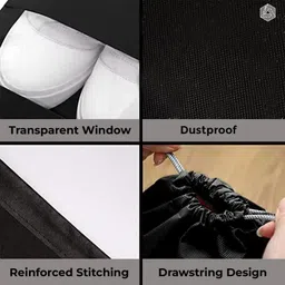 adorex Travel Shoe Bag Shoe Pouch for Travelling Pack of 4 Polyester Black Flat Shoe Cover, Toes Shoe Cover image 3