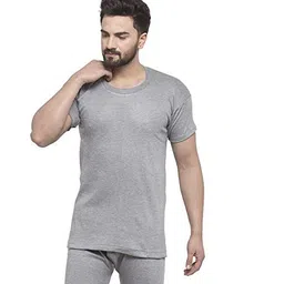 uzarus Men's Half Sleeves Solid Round Neck Thermal TOP image 1