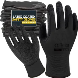 stylera 5 Pair Industrial Hand Gardening Work ,Cut-resistant Working Gloves for Men Nylon, LatexSafety Gloves-picture-10