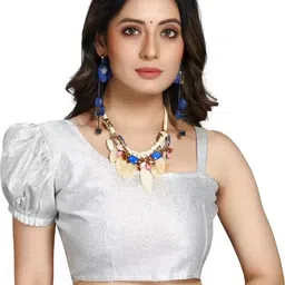 fabwell Unstitched Georgette Blouse Material Solid, Embellished image 3