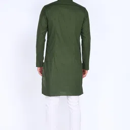 peter england Men Solid Pure Cotton A-line Kurta image 4