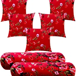 swikon star Microfibre Floral Bolster Pack of 7-picture-16