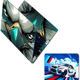 Flipkart SmartBuy Combo of Full Body Laptop Skin and Mouse Pad - Fierce Eagle Face Art No Residue Removable Self Adhesive Vinyl Reusable Laptop Skin Compatible for 15.6 inch-image-93