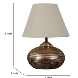 foziq Antique Gold Terracotta & Natural Fiber White Colour Table Lamp image 3