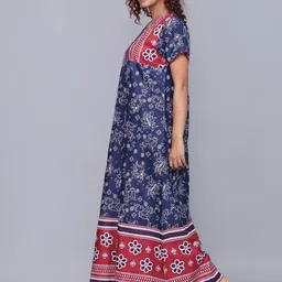 evolove Ethnic Motifs Printed Pure Cotton Maxi Nightdress image 3