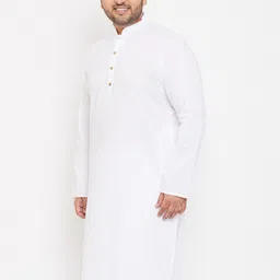 vastramay plus Men Solid Cotton Linen Straight Kurta image 2