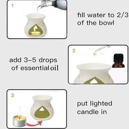 PEEPRESION White Ceramic Aroma Oil Air Diffuser With Rose & Jasmine Aroma Oil(10ml Each) Uses for Home, Office, Spa, Hotel, Club, Gym, Conference Hall, Meeting Room Diffuser image 4