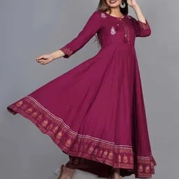 manisukmi fashion Women Fit and Flare Purple Ankle Length Dress-picture-13