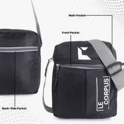 le corpus Black Men & Women Sling Bag Extra Large Stylish Shoulder Cross Body Office Messenger bag for Men and Boys image 4